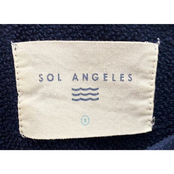 Sol Angeles Women's Embroidered Apres Navy Blue Sweatshirt Stretch Cotton Casual - Picture 8 of 10